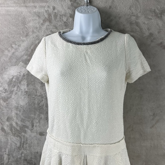 Maje Beaded Neck Drop‎ Waist Mini Dress White Women's Size 1 - Picture 3 of 7